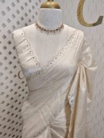 Tussar silk with border arch and flower inside - Image 4