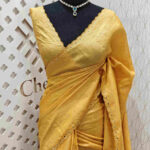 Tussar silk with border arch and flower inside