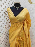 Tussar silk with border arch and flower inside