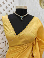 Tussar silk with border arch and flower inside - Image 3