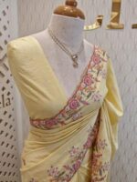 Tussar silk with zardozi and cut beads thread work on the border - Image 3