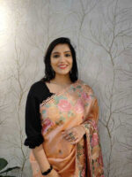 Tussar silk with scalloped cut work - Image 4