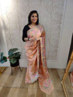Tussar silk with scalloped cut work - Image 6