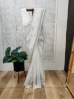 Organza with sugar beads and cut beads work on the boarder pointed embroidery buttas on the body - Image 6