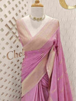 Georgette Banarasi With Feather Design