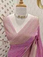 Georgette Banarasi With Feather Design - Image 2