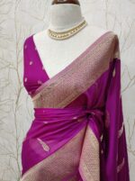 Georgette Banarasi With Feather Design - Image 22