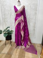 Georgette Banarasi With Feather Design - Image 24