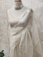 Organza With Silver Thread Scalloped Design - Image 3