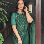 Georgette with cut beads work single shade