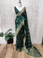 Georgette Banarasi Normal With Small Buttas - Image 4