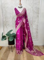 Georgette Banarasi With Feather Design - Image 8