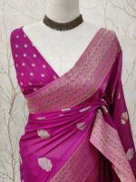 Georgette Banarasi With Feather Design - Image 7