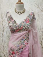 Organza with white sugar beads and garden on the border - Image 23
