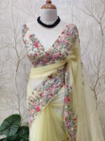 Organza with white sugar beads and garden on the border - Image 8