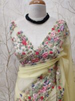 Organza with white sugar beads and garden on the border - Image 5