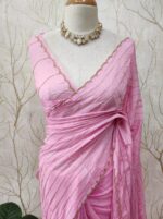 Georgette with cut beads work single shade - Image 13