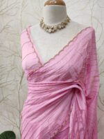Georgette with cut beads work single shade - Image 14