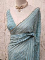 Georgette with cut beads work single shade - Image 16