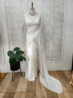 Georgette with cut beads work single shade - Image 8