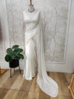 Georgette with cut beads work single shade - Image 9