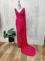 Georgette with cut beads work single shade - Image 27