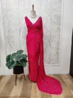 Georgette with cut beads work single shade - Image 29