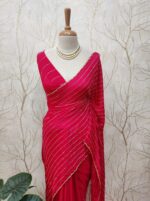Georgette with cut beads work single shade - Image 28