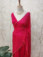 Georgette with cut beads work single shade - Image 30