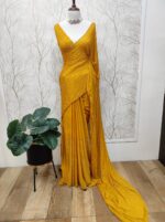 Georgette with cut beads work single shade - Image 23