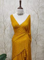 Georgette with cut beads work single shade - Image 24