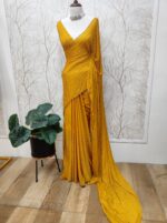 Georgette with cut beads work single shade - Image 25