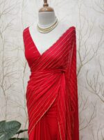 Georgette with cut beads work single shade - Image 35