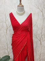 Georgette with cut beads work single shade - Image 36