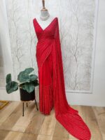 Georgette with cut beads work single shade - Image 37
