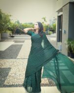 Georgette with cut beads work single shade - Image 6