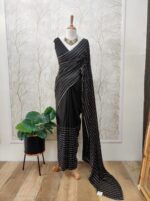 Georgette with cut beads work single shade - Image 38