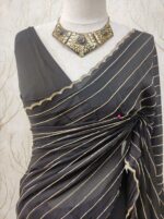 Georgette with cut beads work single shade - Image 40