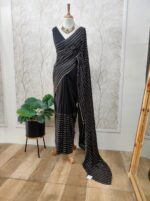 Georgette with cut beads work single shade - Image 39