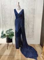 Georgette with cut beads work single shade - Image 19