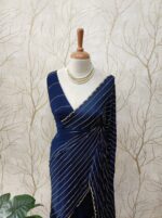 Georgette with cut beads work single shade - Image 22