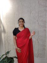 Georgette with cut beads work single shade - Image 55