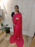 Georgette with cut beads work single shade - Image 49
