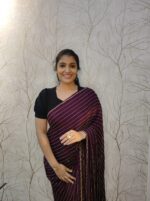Georgette with cut beads work single shade - Image 53
