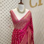 Georgette Banarasi With Flower Line Design