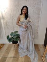 Organza With Floral Print And Sequences Work - Image 21