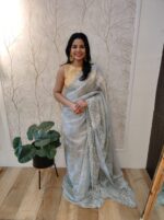 Organza With Floral Print And Sequences Work - Image 16
