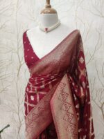 Soft Tussar With Diamond Design - Image 13