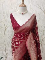 Soft Tussar With Diamond Design - Image 16