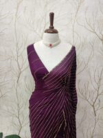 Georgette with cut beads work single shade - Image 32